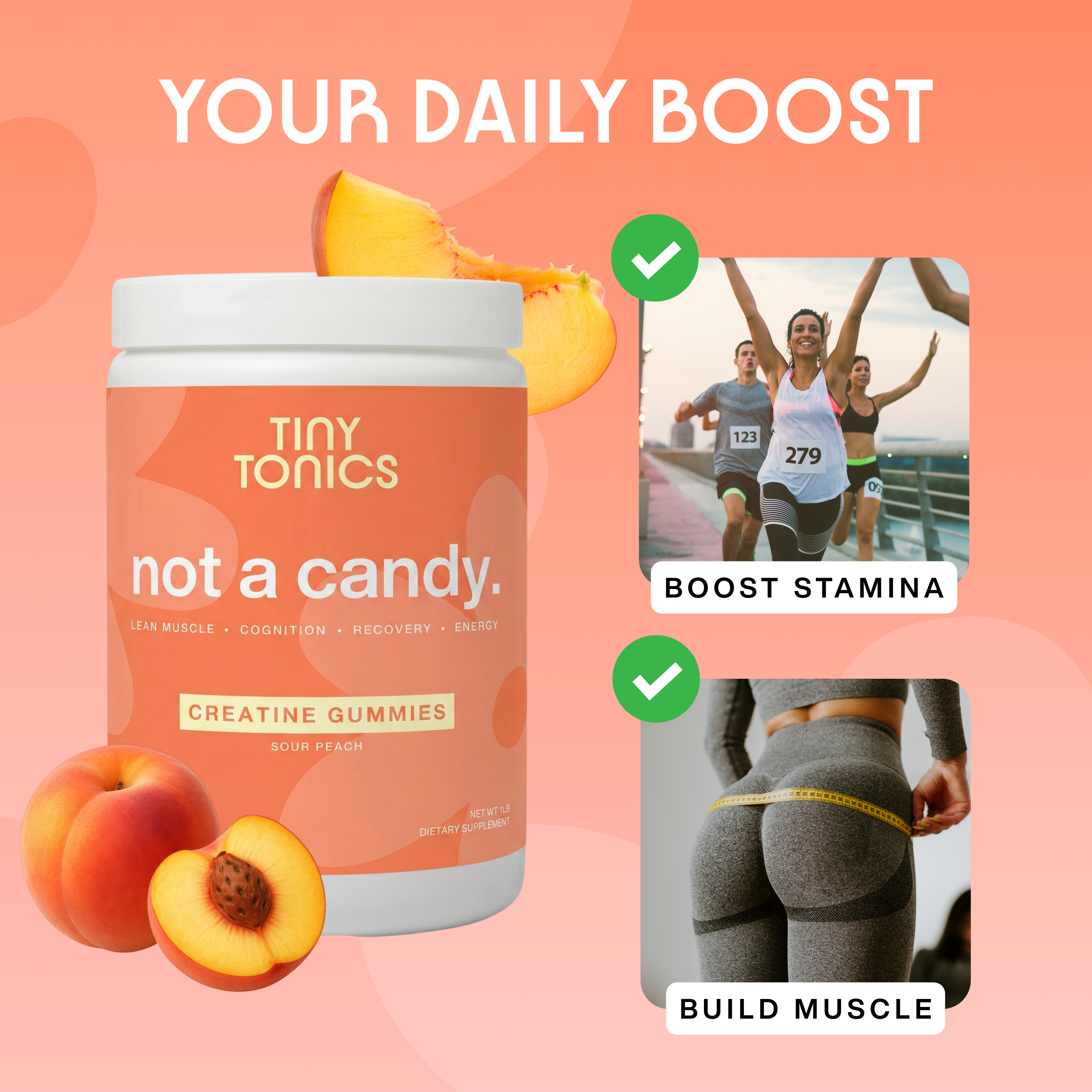Sour Peach - TinyTonics® Creatine Gummies